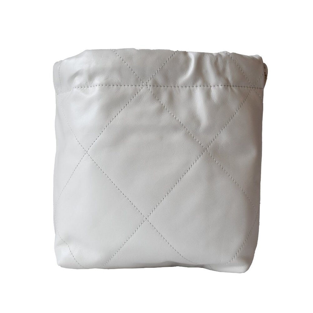 Chanel Shiny Calfskin Quilted Mini Chanel 22 Tote Bag Gold Hardware White - Picture 2 of 5